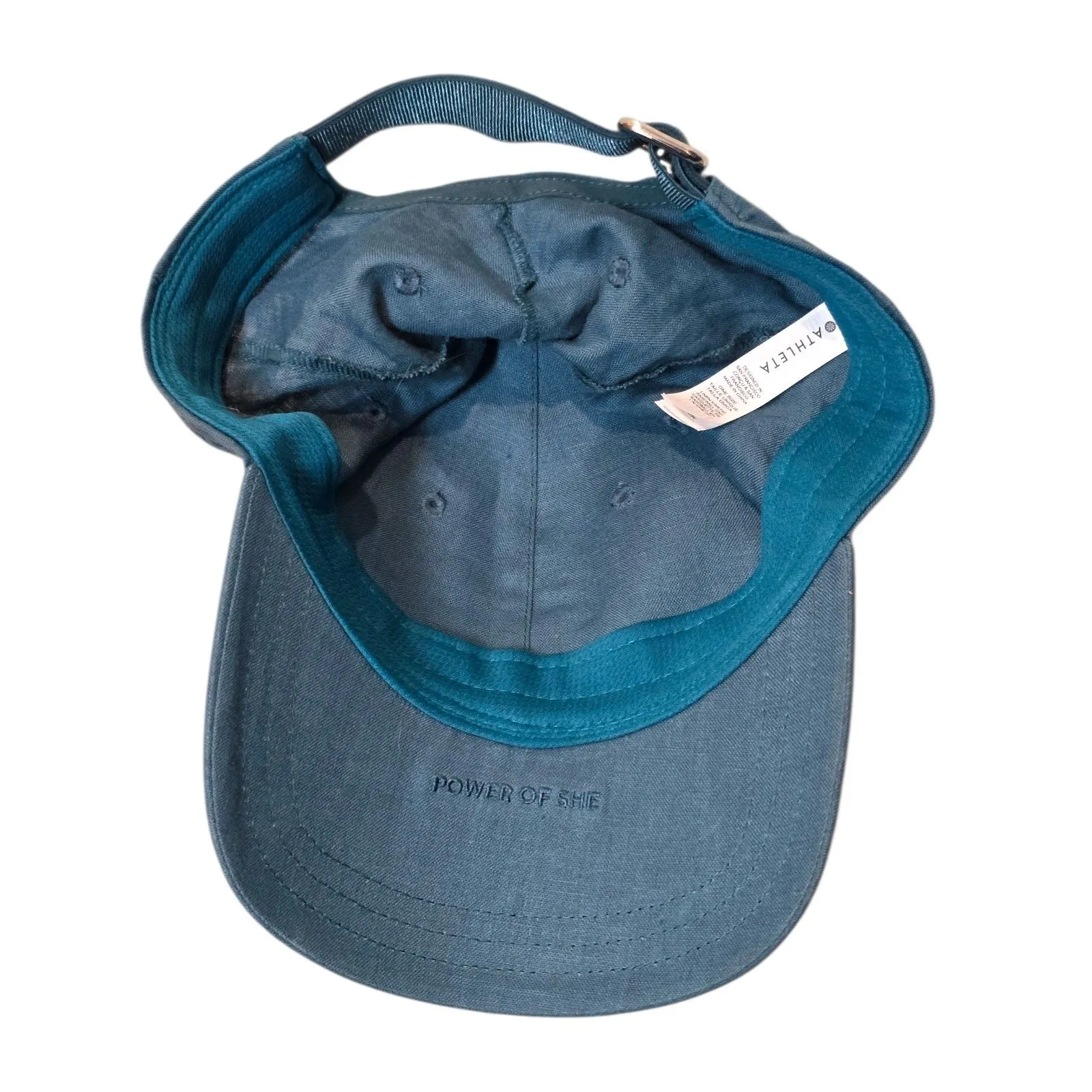 Athleta Hat Cap Strap Back Aqua Blue Athletic Linen Womens OSFM Gym Yoga - Image 5