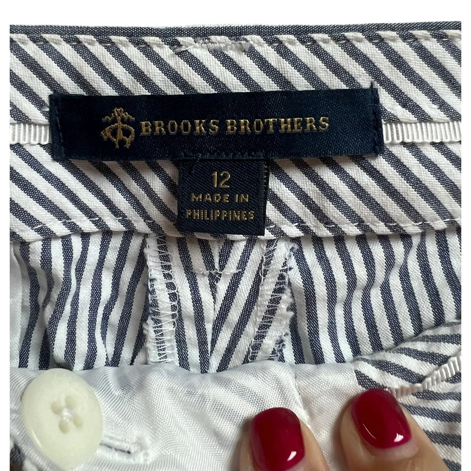 Brooks Brothers Women's Seersucker Chino Striped Pants 12 - Image 2
