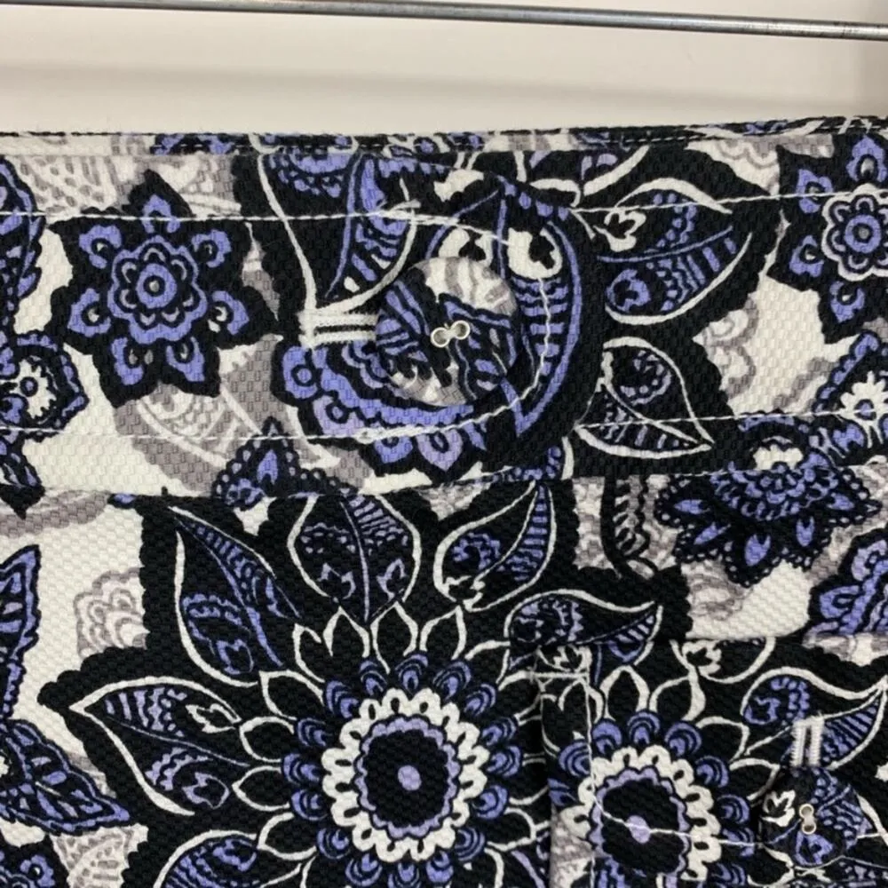 LOFT Skirt Floral Paisley Black Blue White Skirt Sz 10 - Image 4