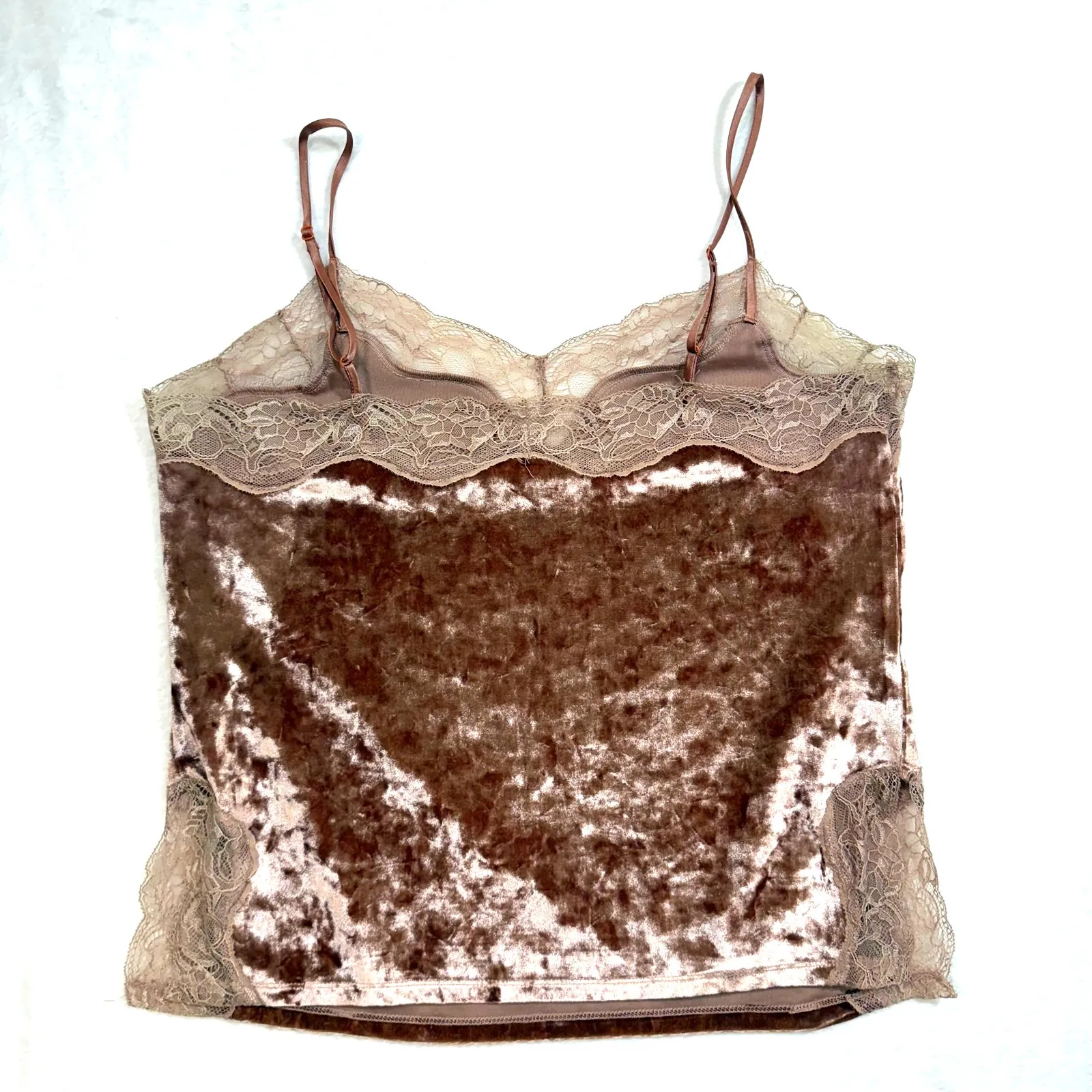 Lauren Conrad M Velour Lace Trim Top Pink Cozy Chic Lounge Sleep‎ Sexy Y2K Retro - Image 4