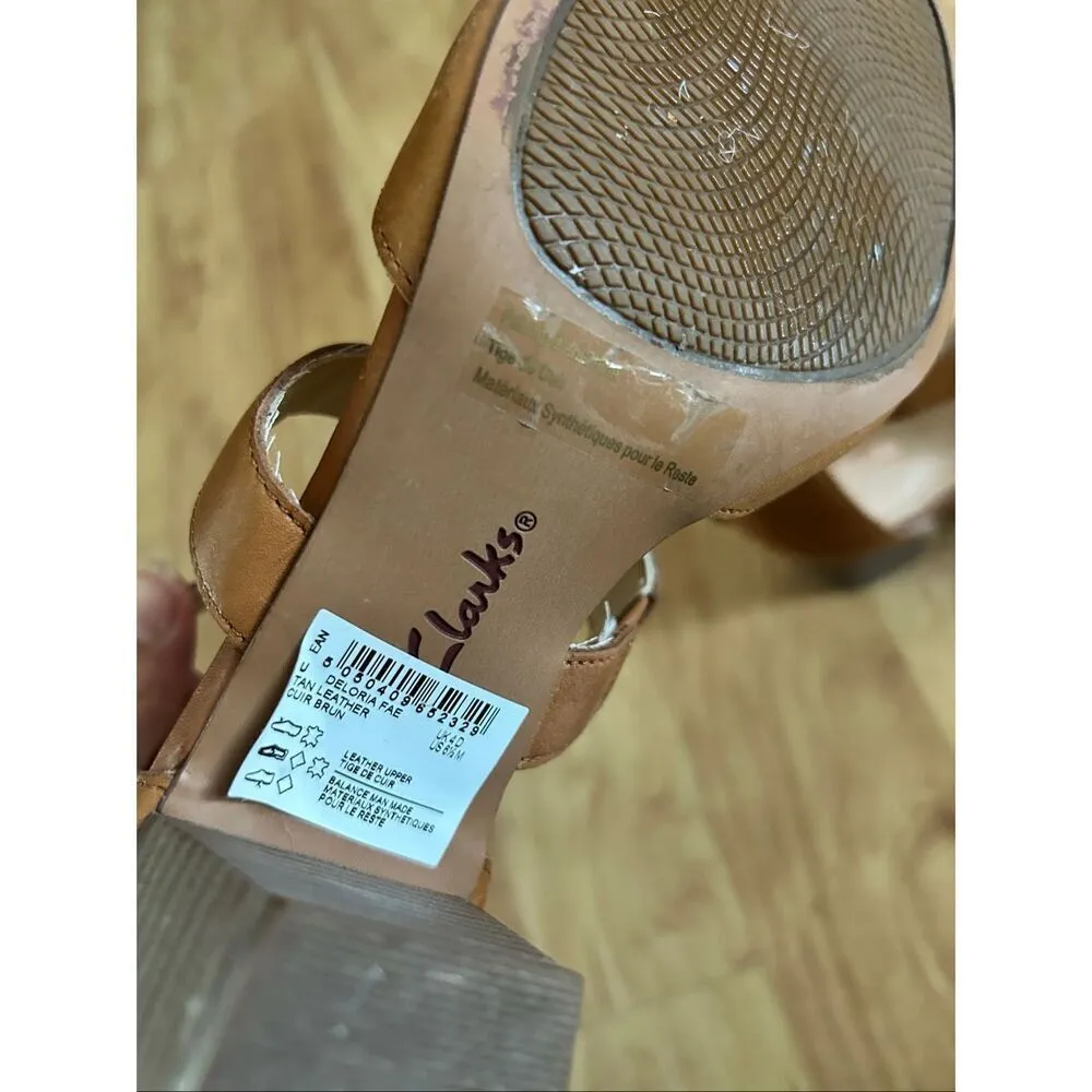 Clarks Deloria Fae Heeled Sandals Upper Leather Brown Women's US 6.5M - Image 4