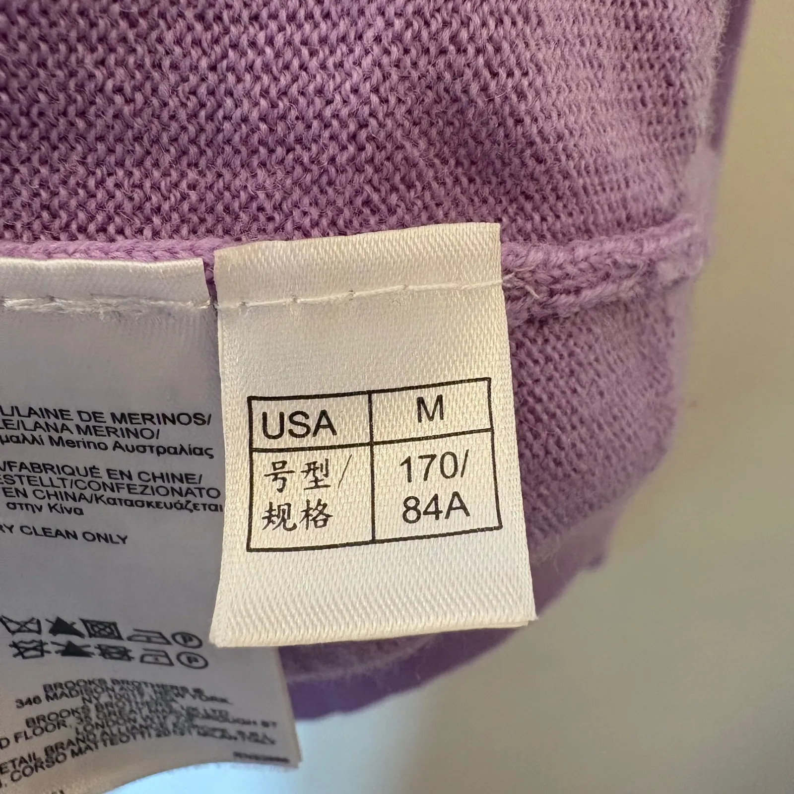 346 Brooks Brothers Lavender Merino Wool V-Neck Sweater Size Medium - Image 6