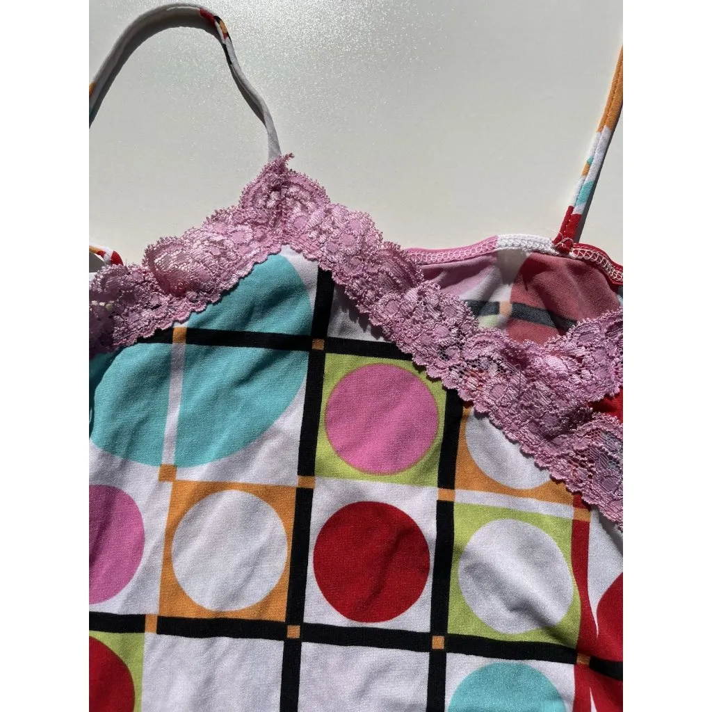 Pretty Good Women’s Size M Pink Lace Y2K Striped Asymmetrical Summer Made in USA - Image 11