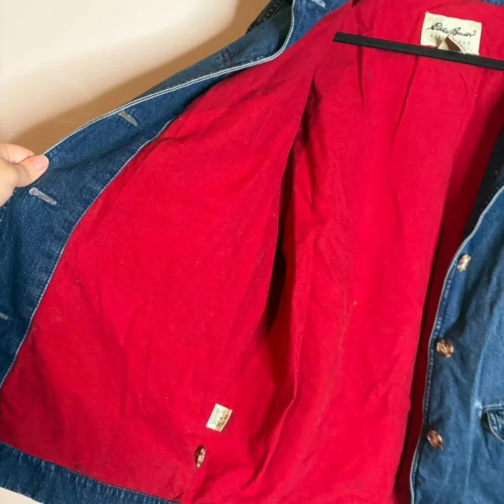 Eddie Bauer  lined denim shacket chore barn jacket - Image 4