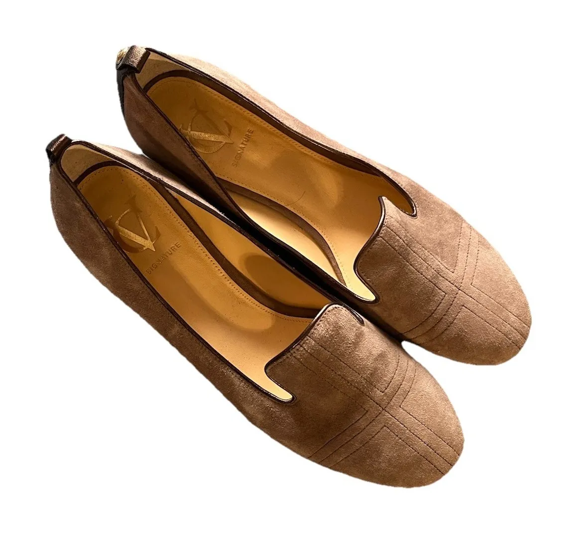 Vero Cuoio Vc Signature Vi-Nova Taupe Gray Brown Suede Slip On Loafers Size 8.5M - Image 1