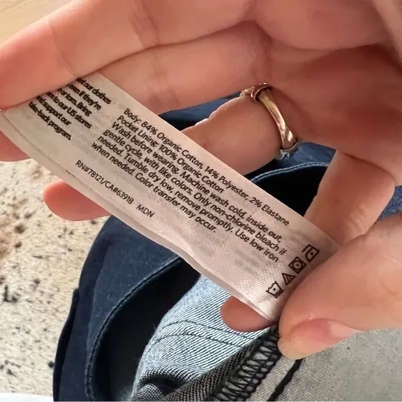 EILEEN FISHER Organic Cotton Stretch Tapered Pant‎ In Utility Blue Size 8 - Image 7