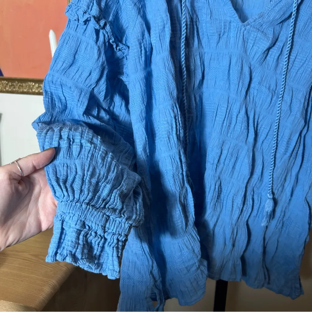 Cleobella Azariah Blouse Tiered Ruffle Long Sleeve Top Gauzy Cotton Boho Size XL - Image 5