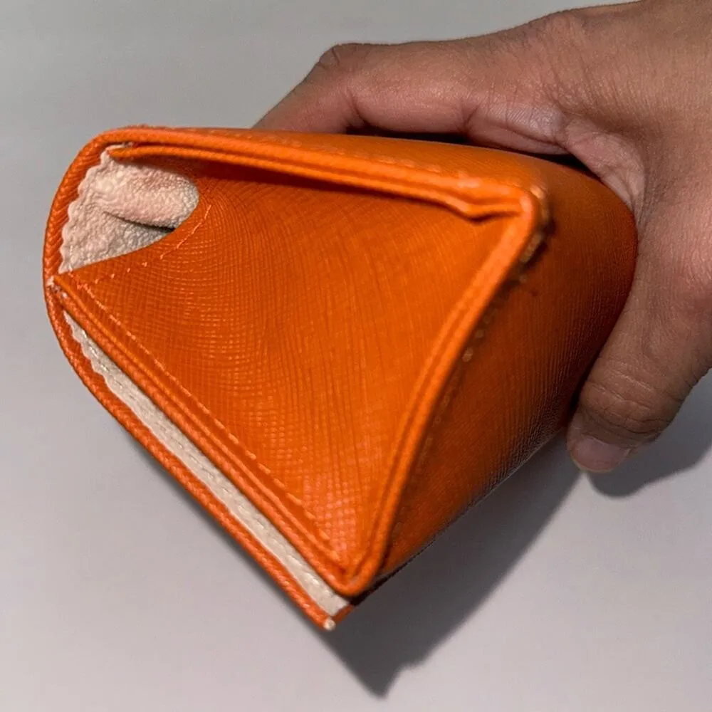 Tory Burch Saffiano Sunglasses Case Orange with Gold Hardware Scratch Free - Image 8