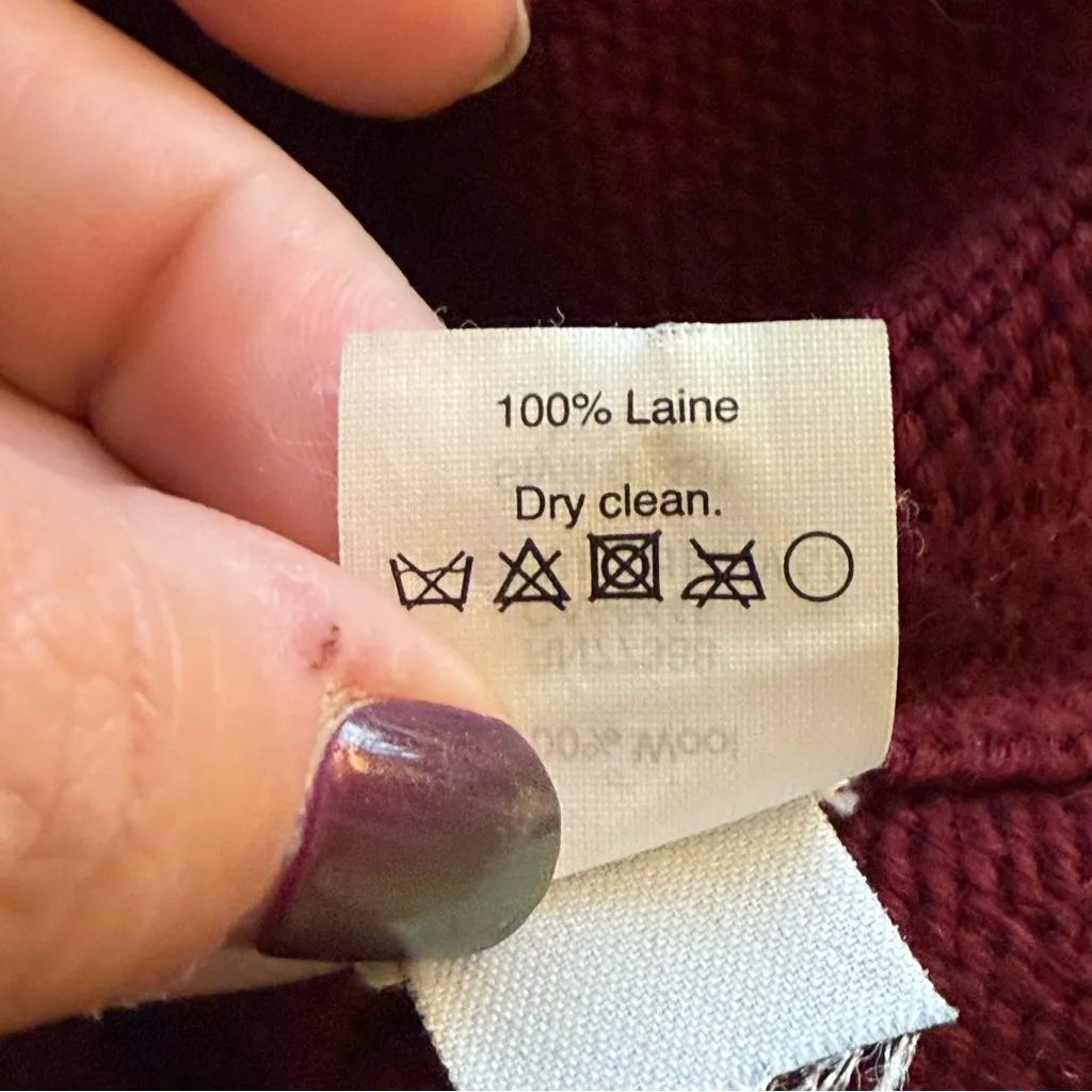 J Crew Womens Wool Sweater Small Burgundy Red Retro Boho Festival Goblincore - Image 7