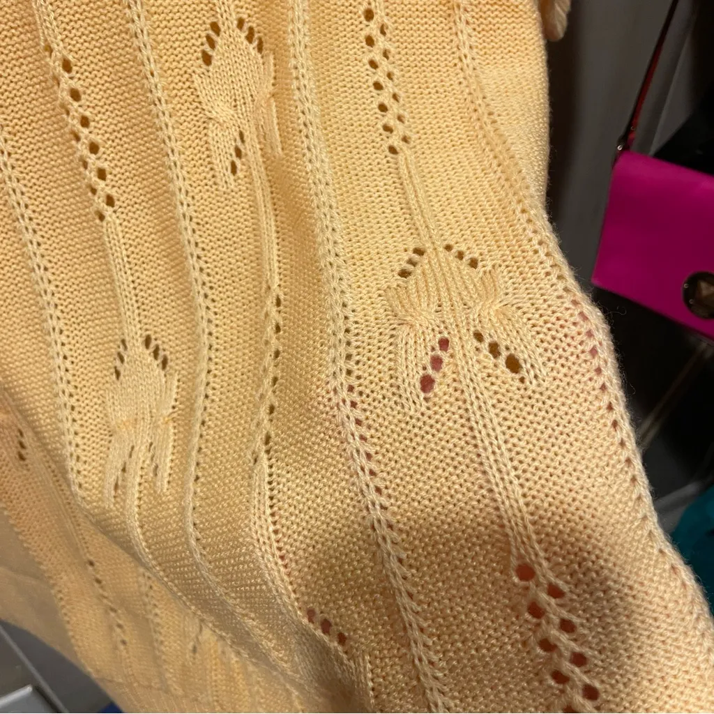 Cute pointelle peaches and cream lotus fairy flower short sleeve sweater Orange Size 14 - Image 8