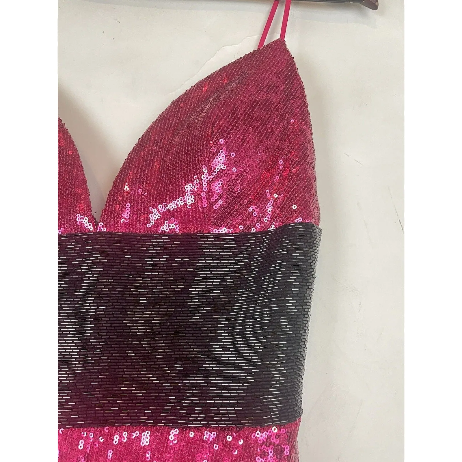 Sherri Hill Gown Pageant Prom Dress Formal Evening beaded Sz 6 sequin pink - Image 5