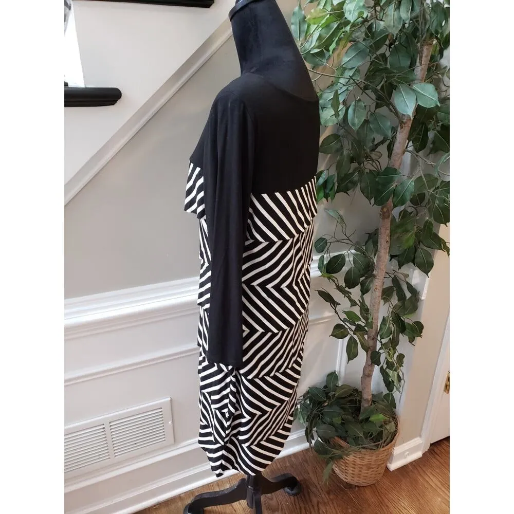 White House Black Market Womens Rayon Round Neck Long Sleeve Knee Length Dress L - Image 6