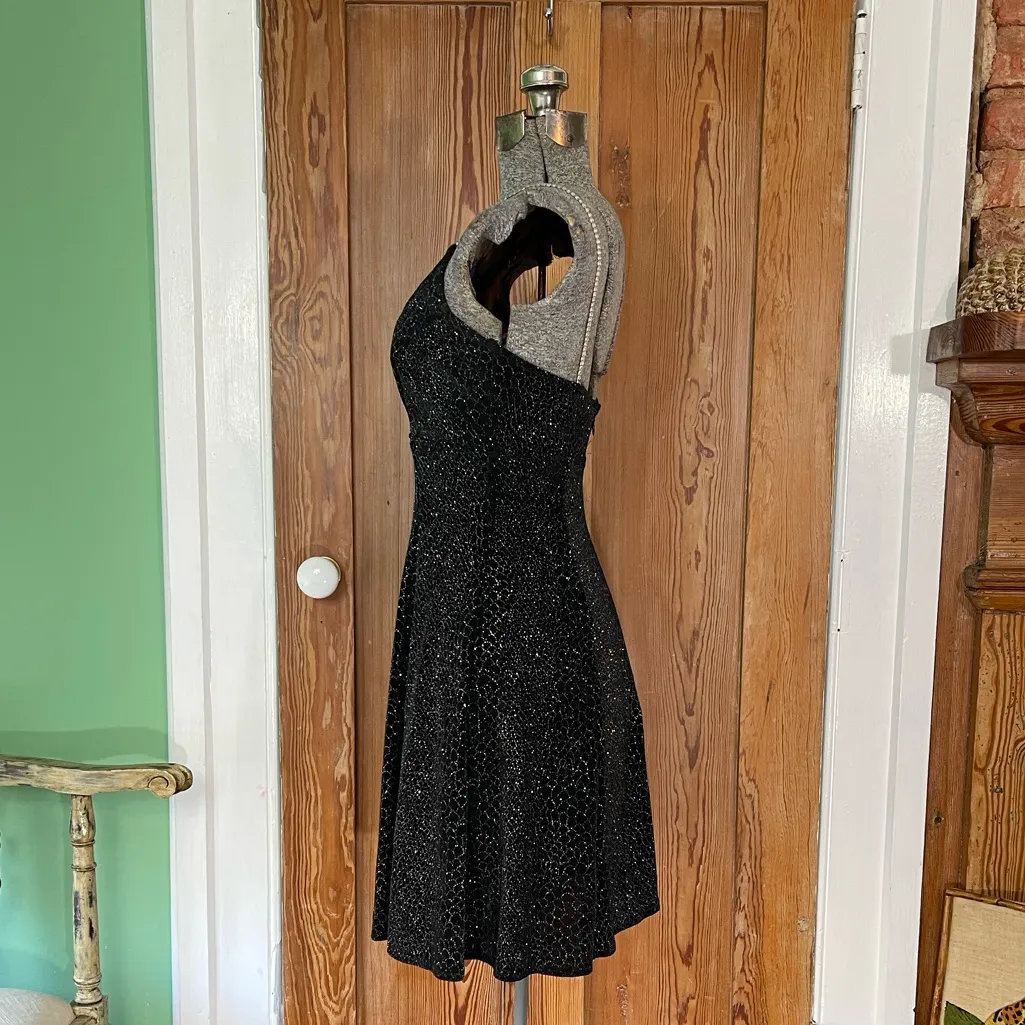 Vintage Y2K Michaelangelo Black Glitter & Rhinestone Fit-and-Flare Dress 5/6 🍄 - Image 3
