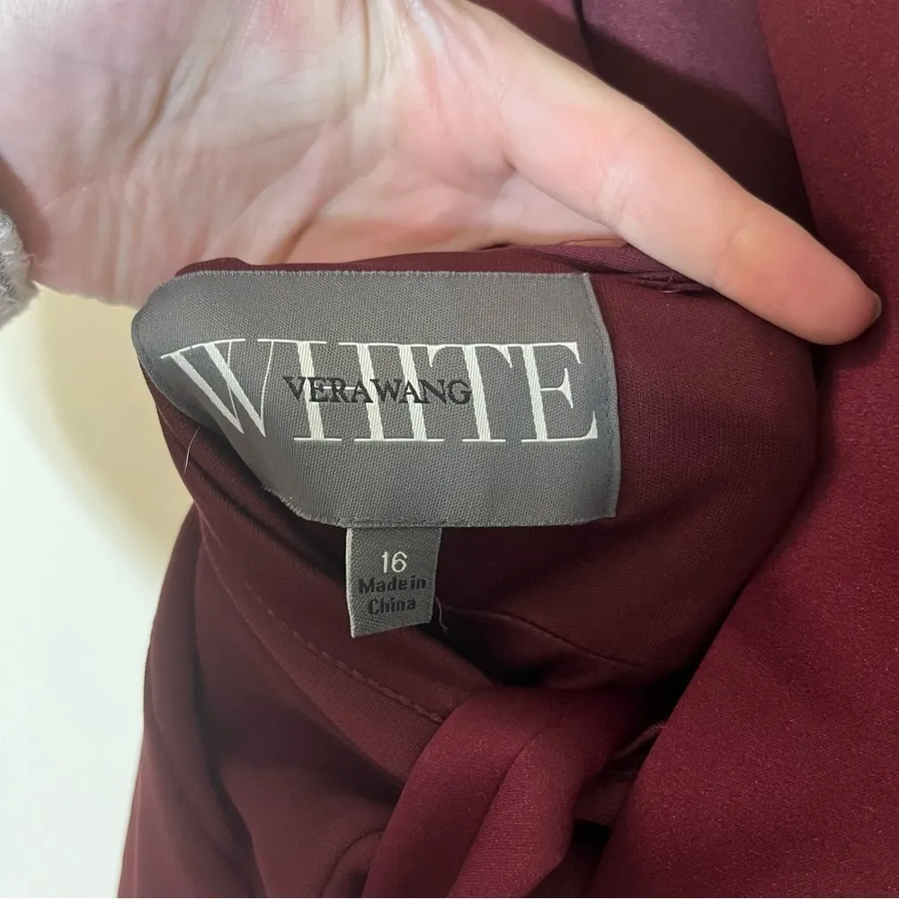 NWT White by Vera Wang Pleated Cross Back Halter Maxi Dress Wine Red Size 16 - Image 9