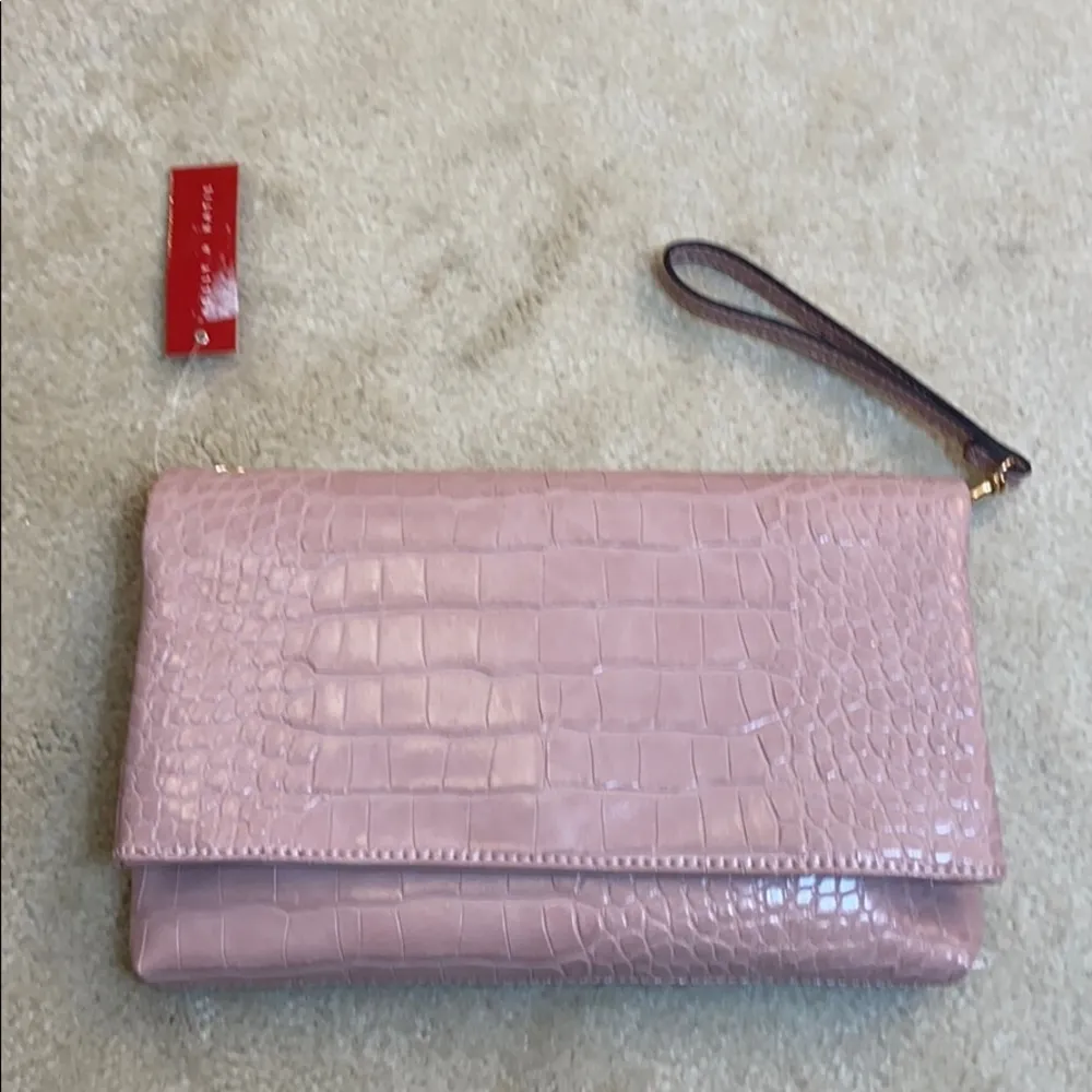 Kelly & Katie pink faux croc clutch - Image 2
