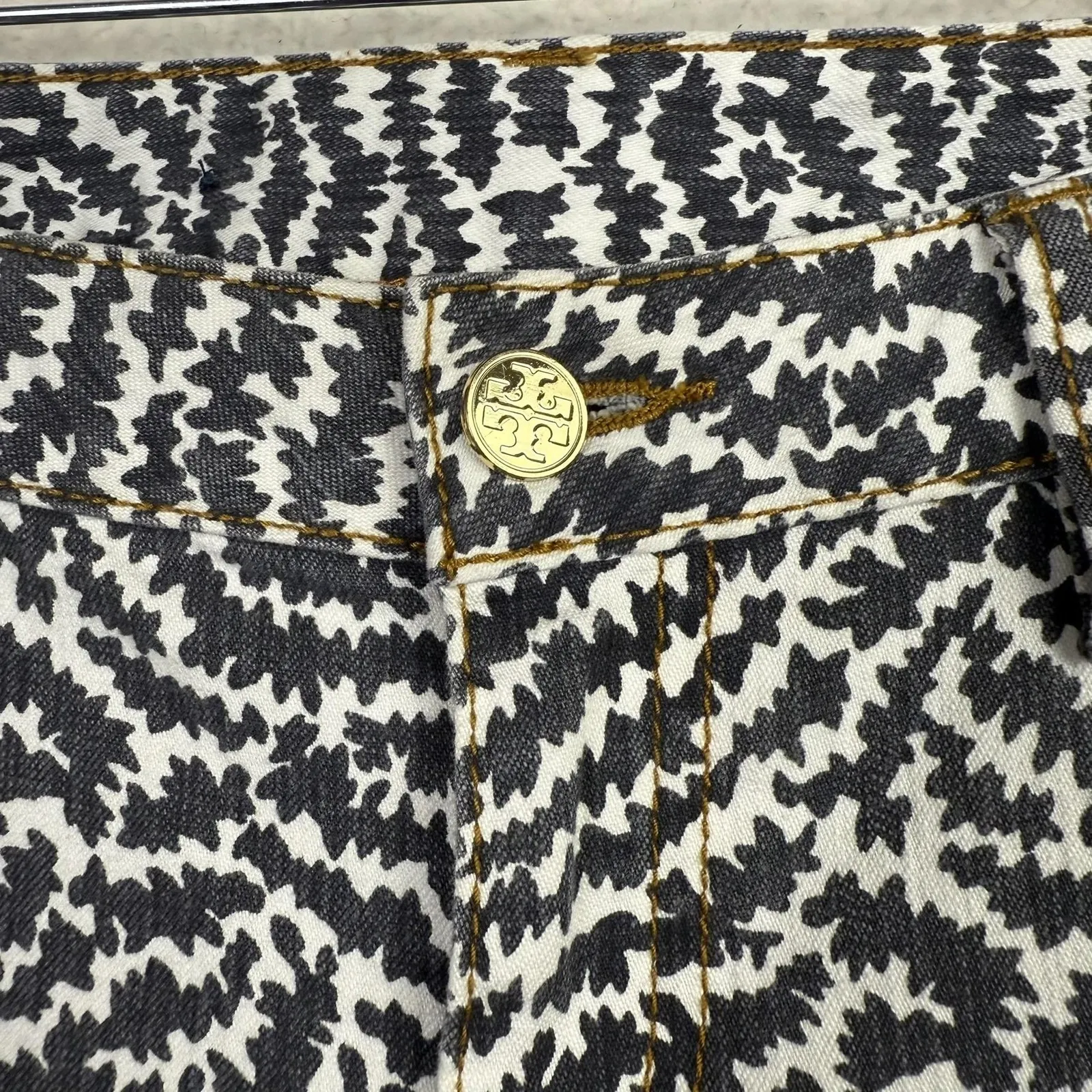 Tory Burch Jeans Womens 29 Navy White Super Skinny Graphic Stretch Denim - Image 6