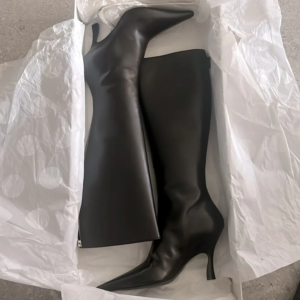 Stella McCartney Elsa Knee-High Heeled Boots in Coffee Brown, NWT, Size 38 $1350 - Image 9