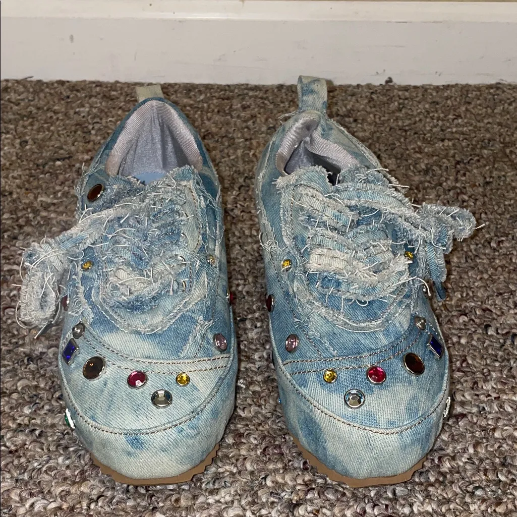 Womens Like New Azalea Wang Mai Denim Sneakers Blue Size 6 - Image 2