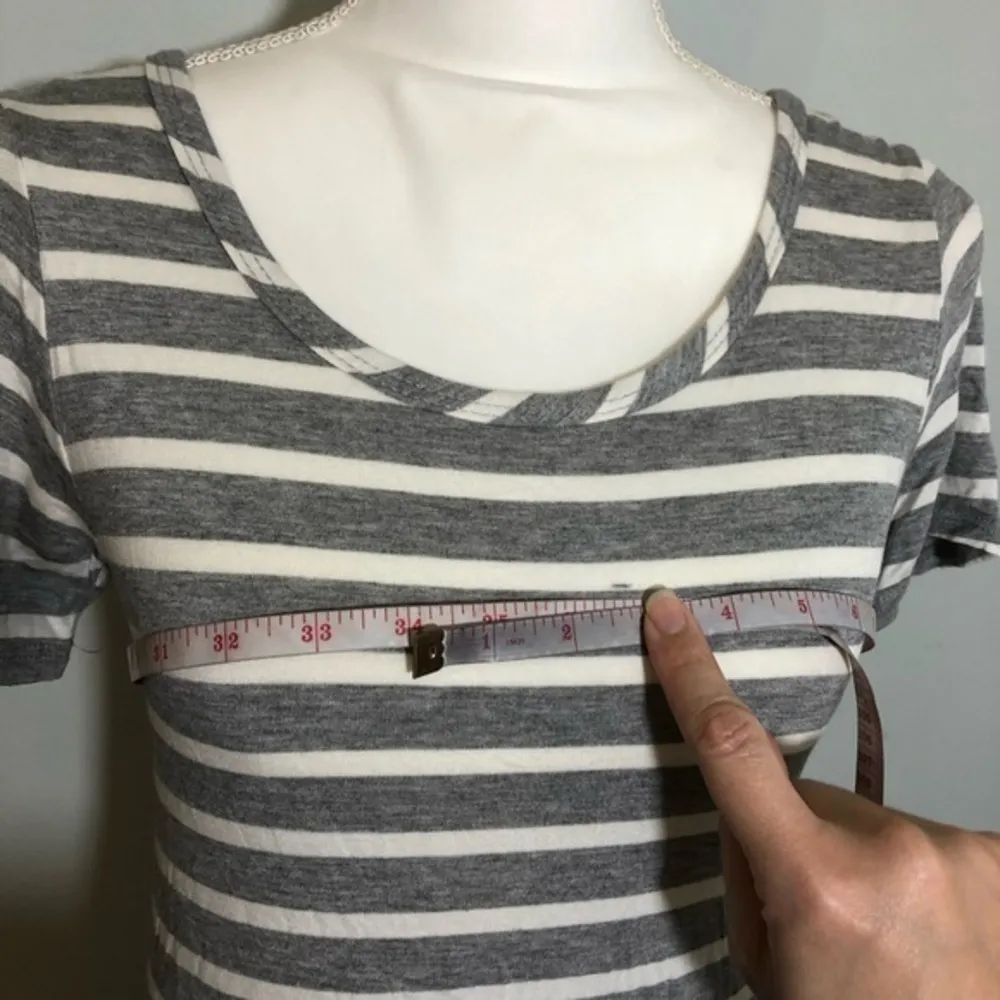 NWT Gray White Stripe Crisscross T-Shirt Dress New - Image 3