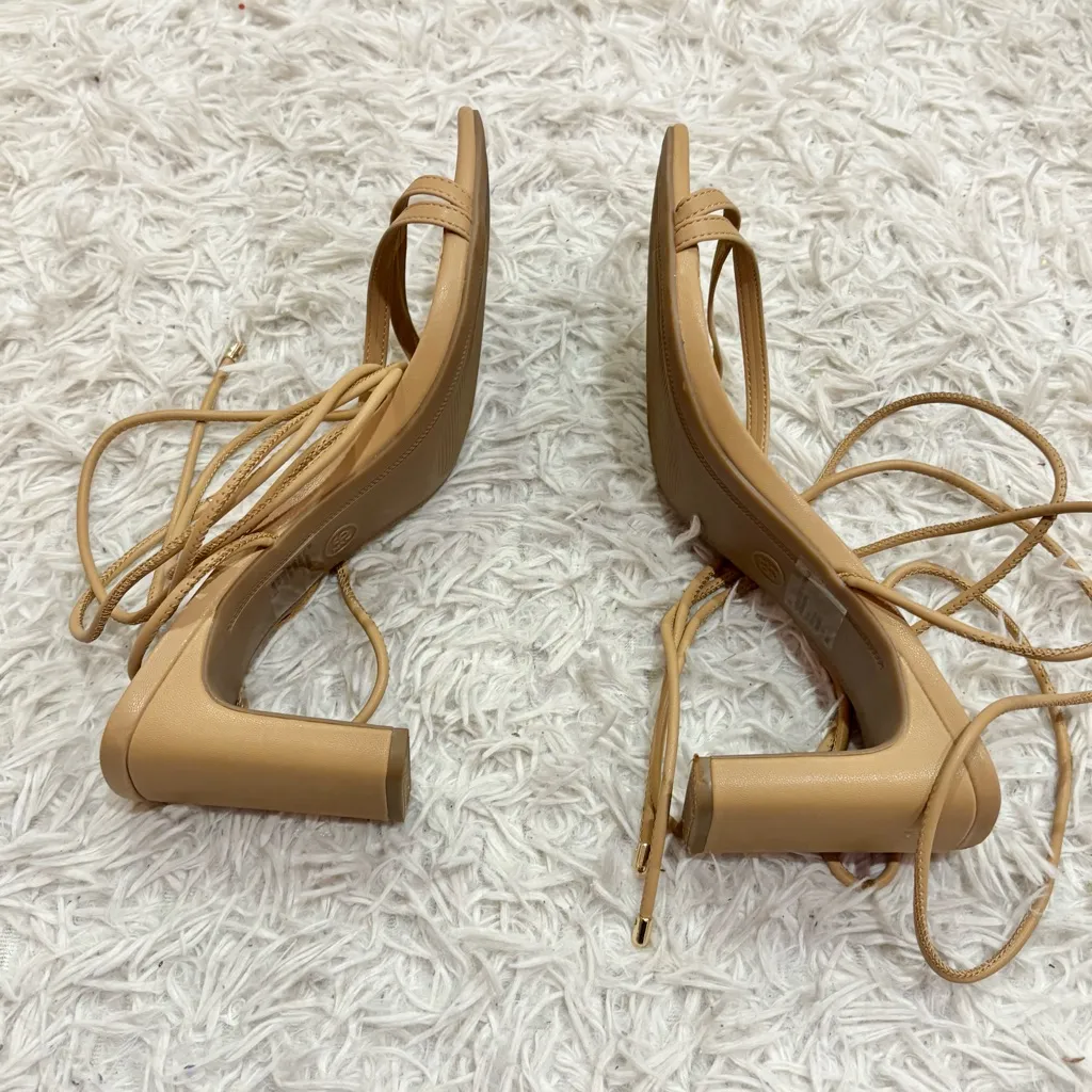 A new day Marcia Strappy‎ lace up Wrap Block Heels tan nude 9.5 - Image 6