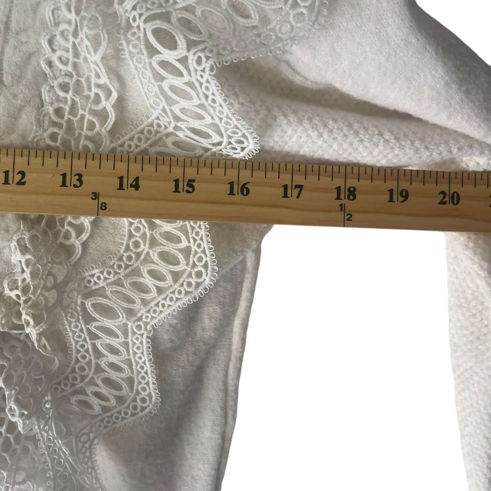 Lulus Women's Size Small White Cottage Coquette Feminine‎ Lace Sweater - Image 8