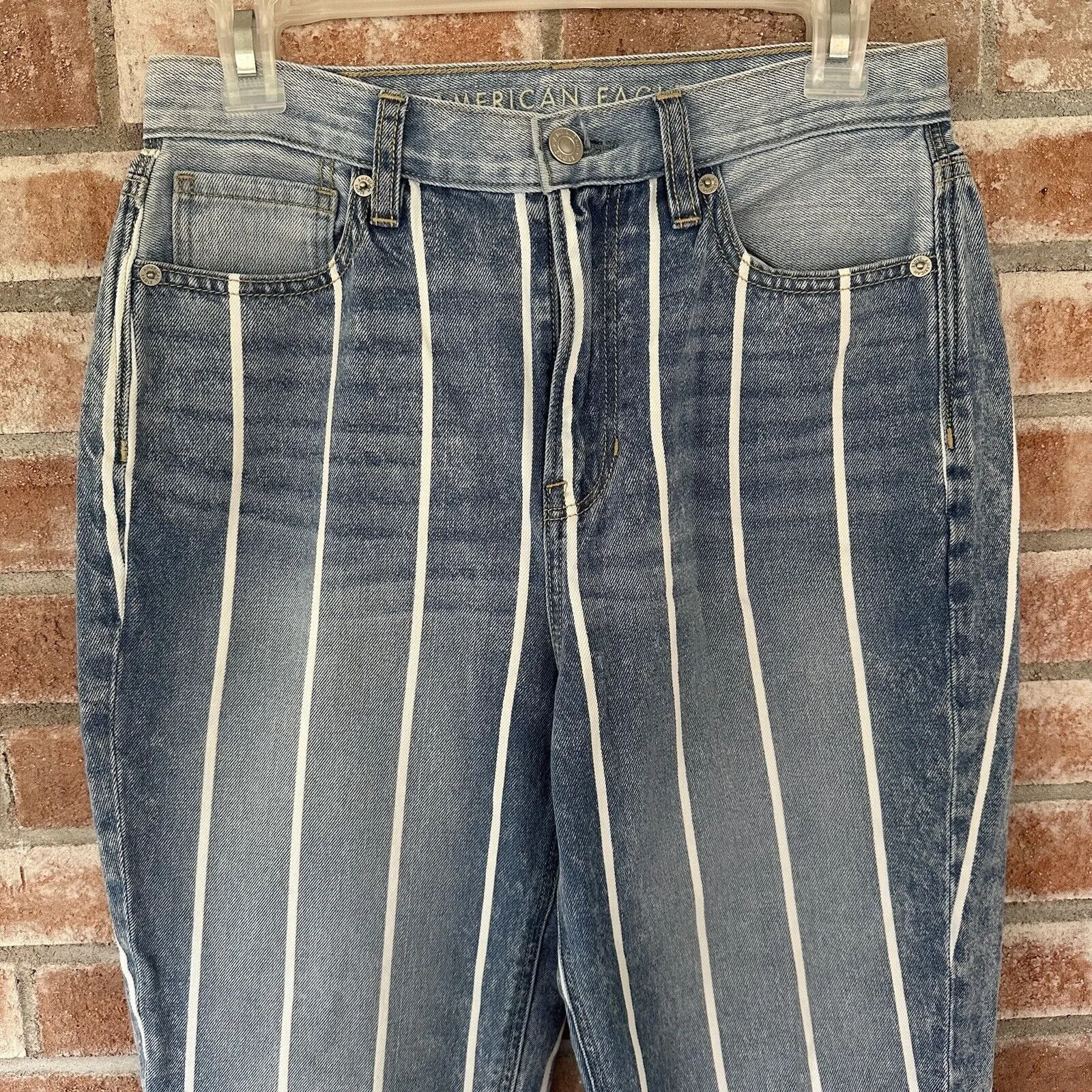 American Eagle Striped Mom Jeans Size 4 - Image 3