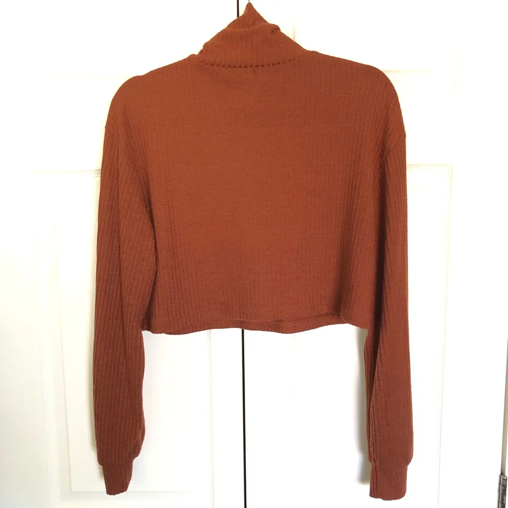 Rust Orange Ribbed Cropped Sweatshirt and Jogger Set Size M Size M - Image 10
