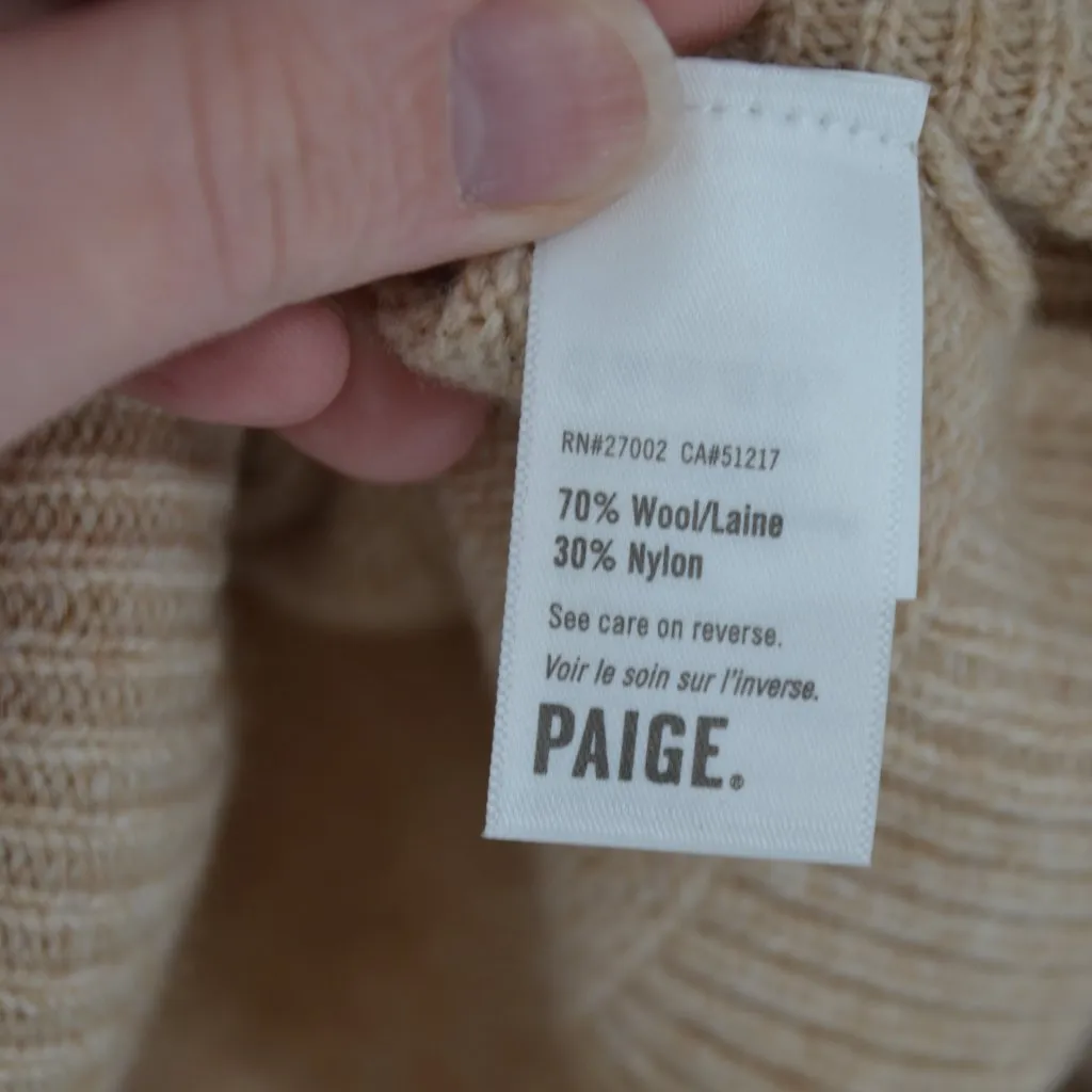 NEW Paige Raundi Cutout Turtleneck Sweater Wool Blend Camel Tan Women's S - Image 8