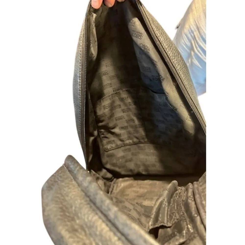 Michael Kors Black Pebbled Leather Backpack with Gold Logo Plate - Image 9