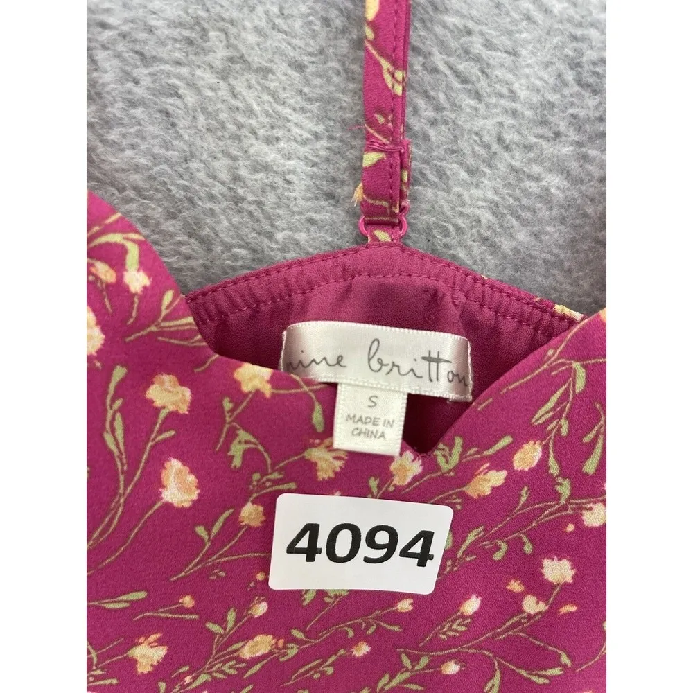 Nine Britton Women's Blouse Pink Floral Size Small T Back Tank Lined Sleeveless - Image 9