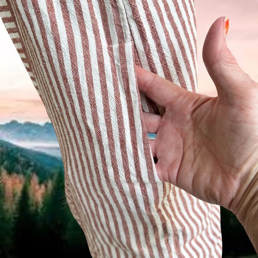 Madewell Striped Button Back Dress XS Extra Small Linen Blend Pockets Casual - Image 9