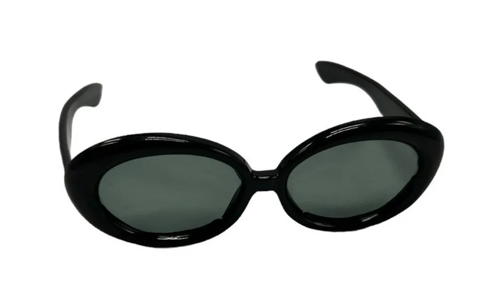 Vintage Style Polarized O Shape Classic Retro Sunglasses Shades 100% UV Black - Image 1