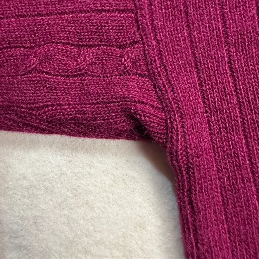 Vintage Outlander Studio Lambswool Angora Cable Knit Polo Sweater Dress Pink M Purple Size M - Image 4