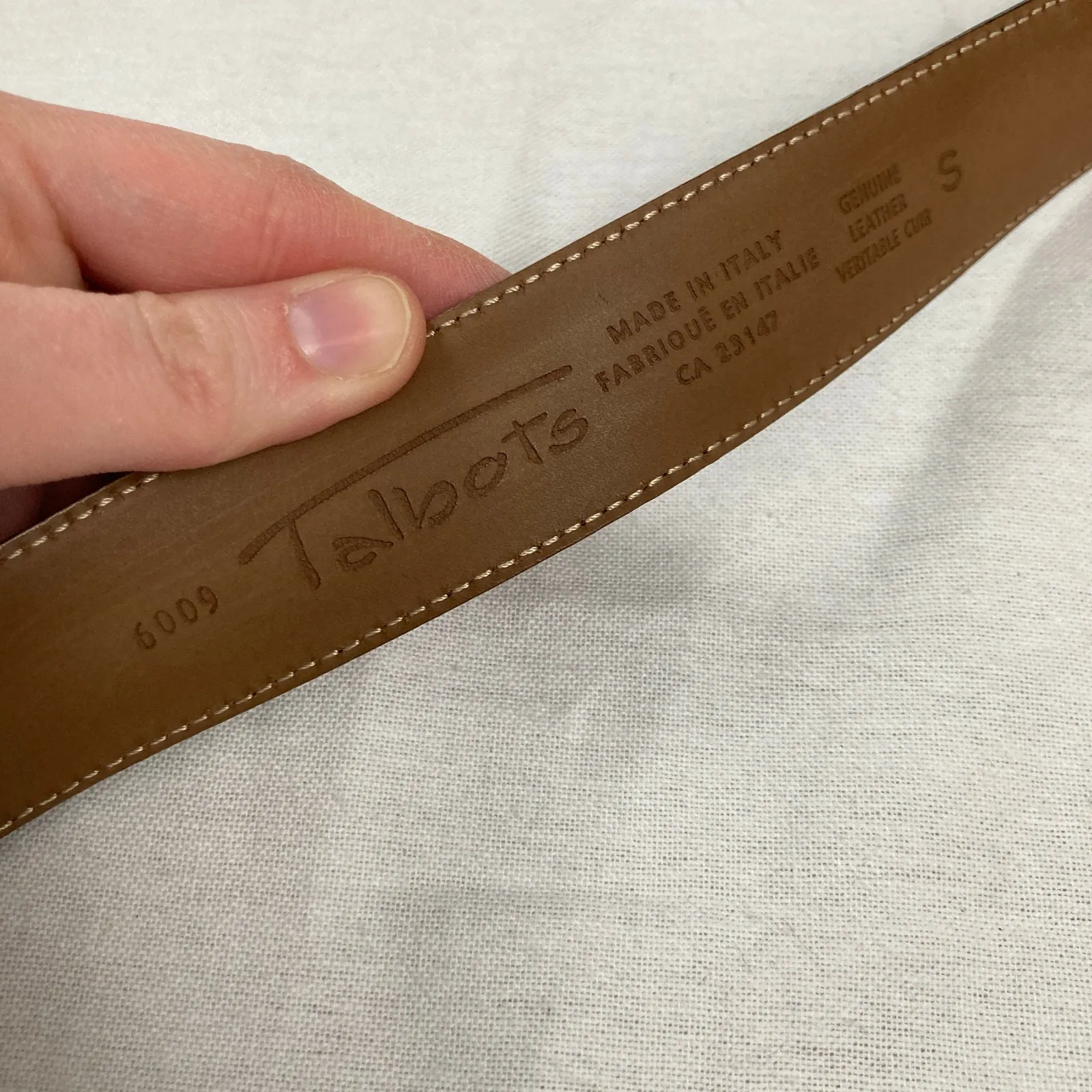 Vintage Talbots Womens S 27" Brown Italian Leather Waist Belt Classic Minimalist - Image 5