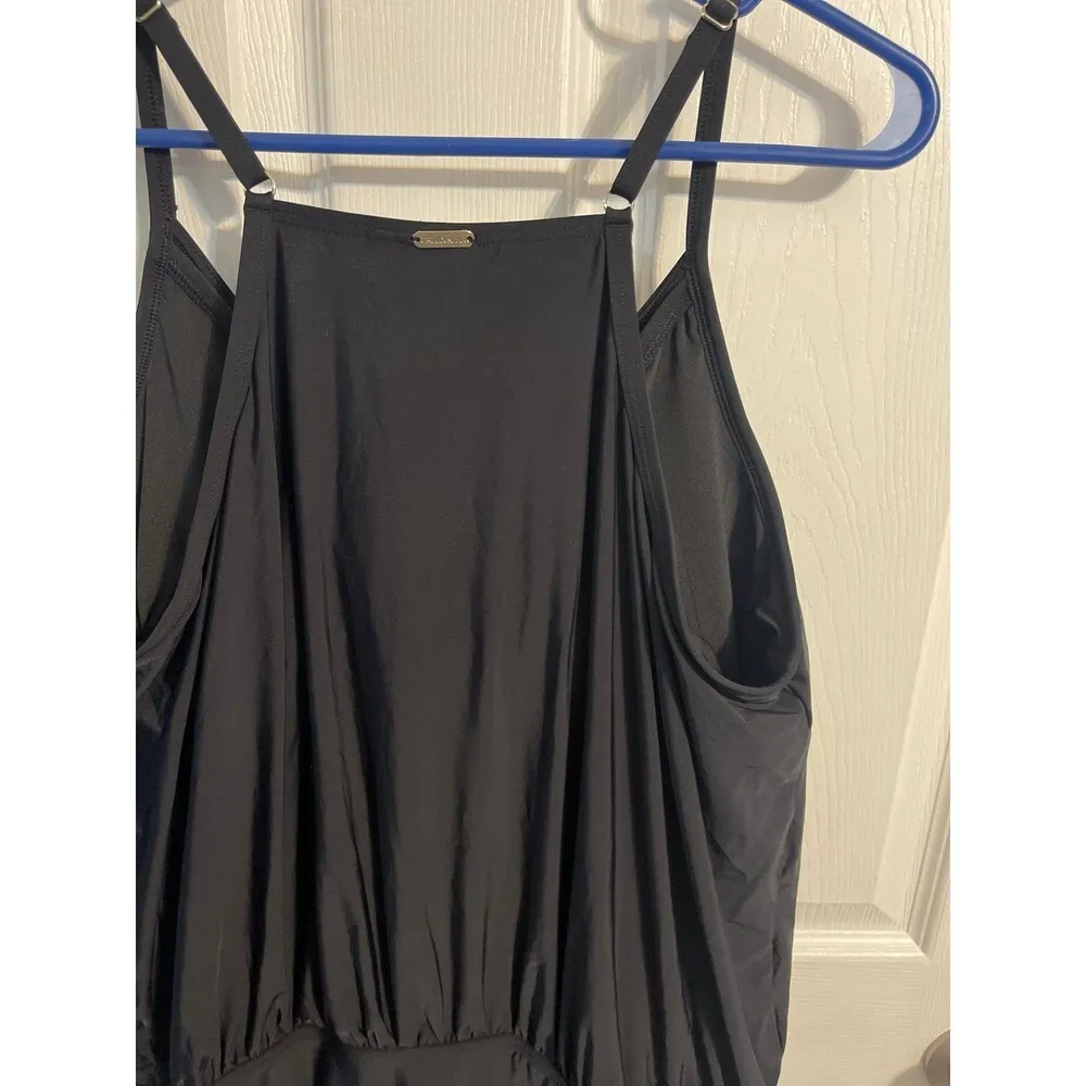 Calvin Klein Blouson One Piece Swimsuit Black Size 12 New With Tags - Image 6