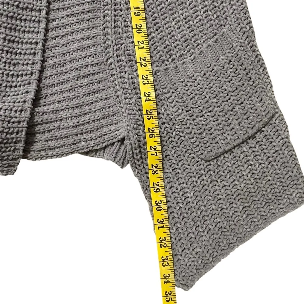POL Chunky Chenille Knit Cardigan Grey Sz LARGE Oversized Crochet Cabincore Cozy - Image 5