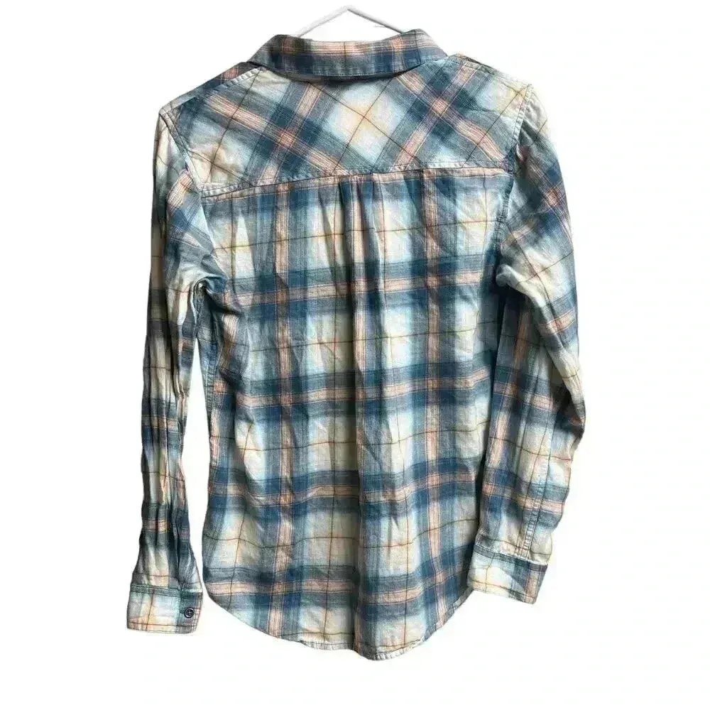 Ariat REAL Women's Small Plaid Long Sleeve Button Up Shirt Blue Pink Relaxed Fit - Image 10