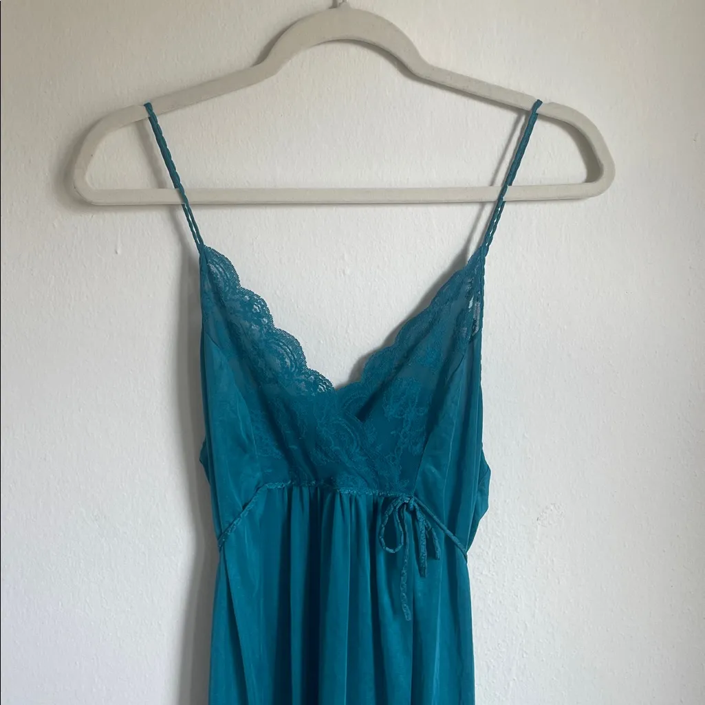 Vintage Gilead Teal Slip Dress Green Size M - Image 2