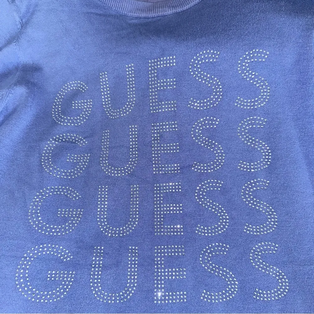 Guess Blue Long Sleeve Rhinestone Sweater Size XL - Image 3