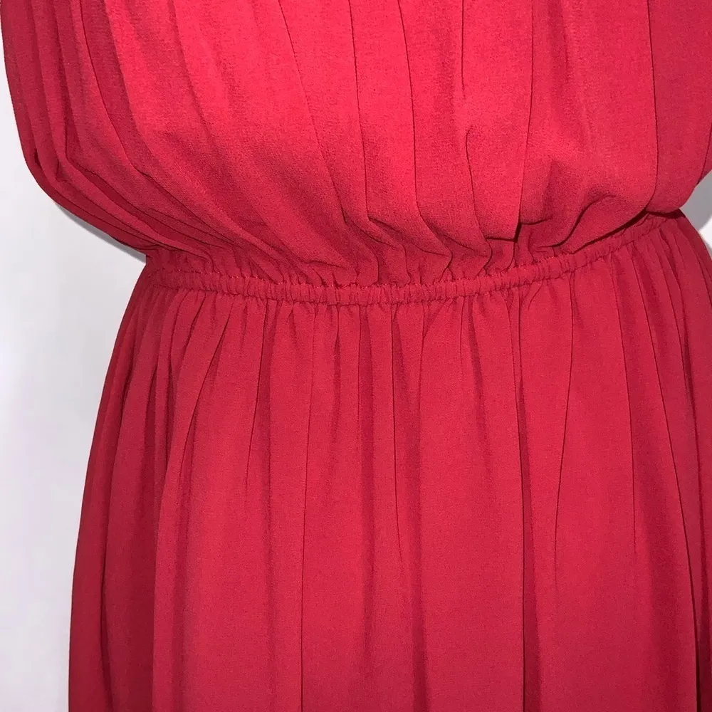 Doe & Rae Red Sleeveless Chiffon Overlay Flowy Casual Career Party Dress Small - Image 10