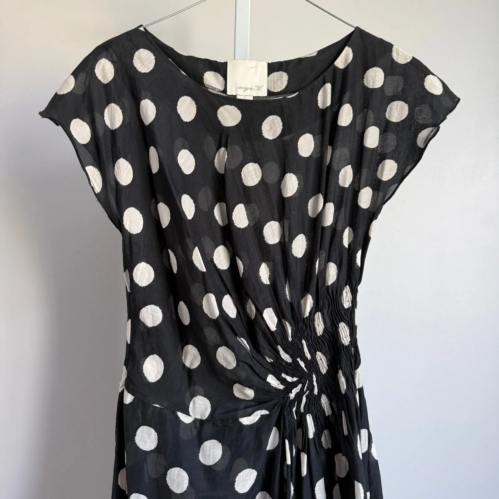 ARYN K. Black White Polka Dot‎ Twist Front Dress Size S - Image 2