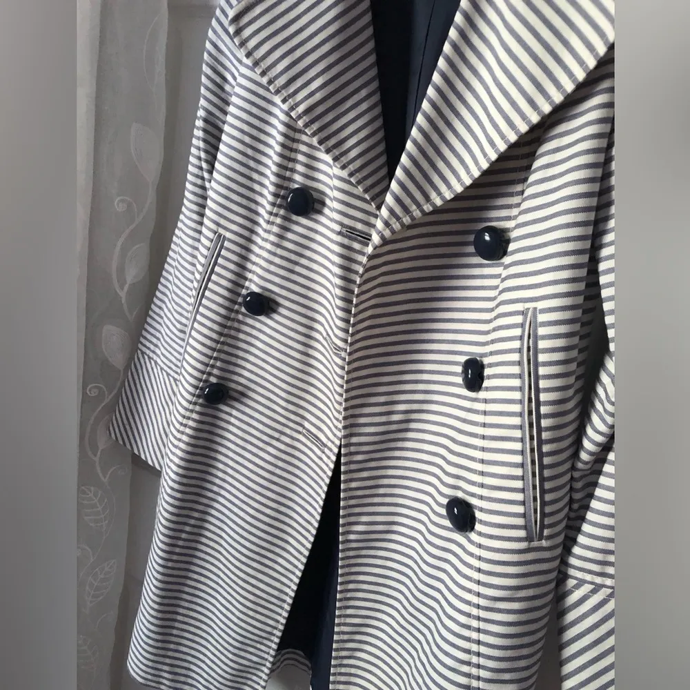 The limited Striped Women's double breasted trench Coat size XS 100% cotton - Image 6