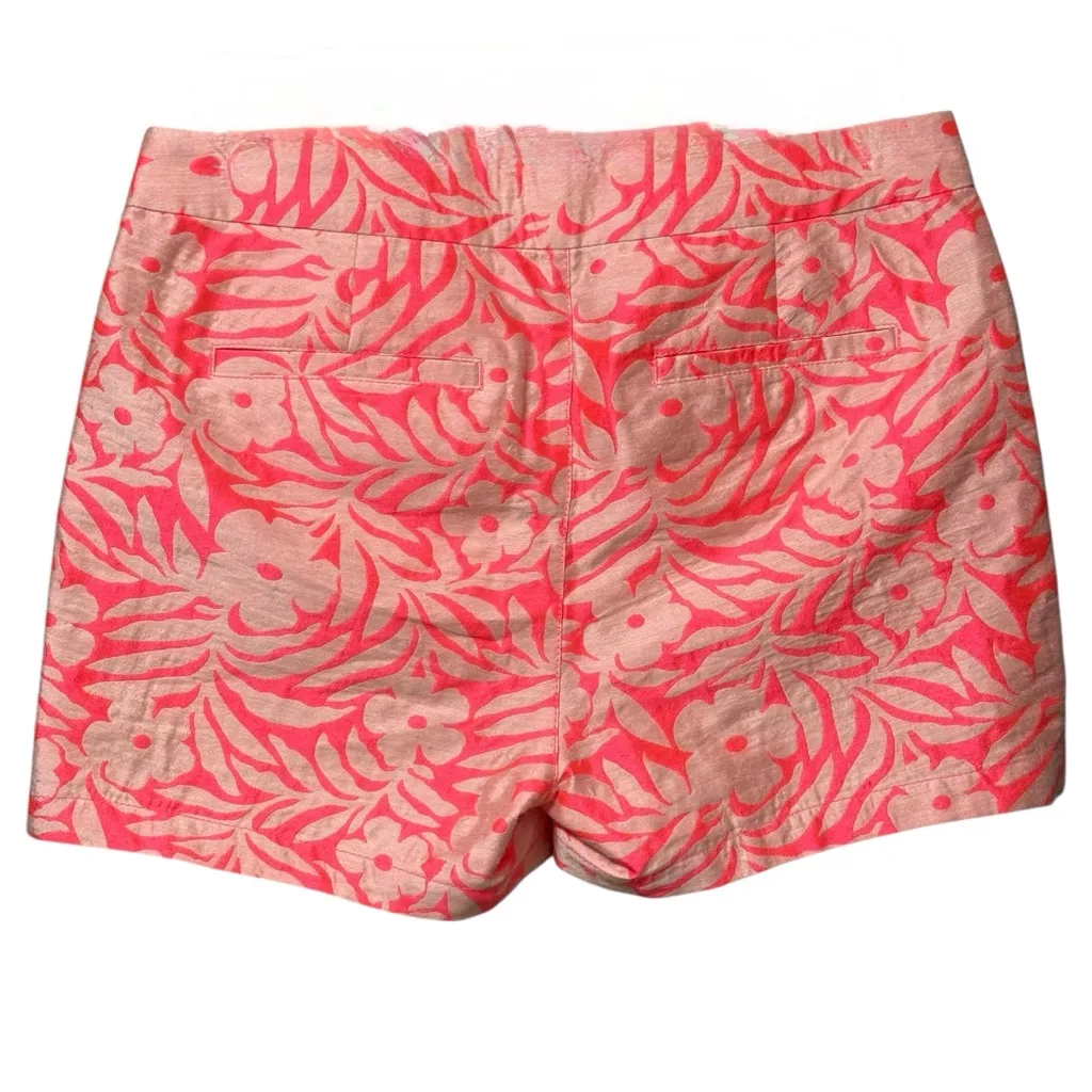 J. Crew Plumeria Tropical Floral Jacquard Shorts Pink Coral Size 4 - Image 3