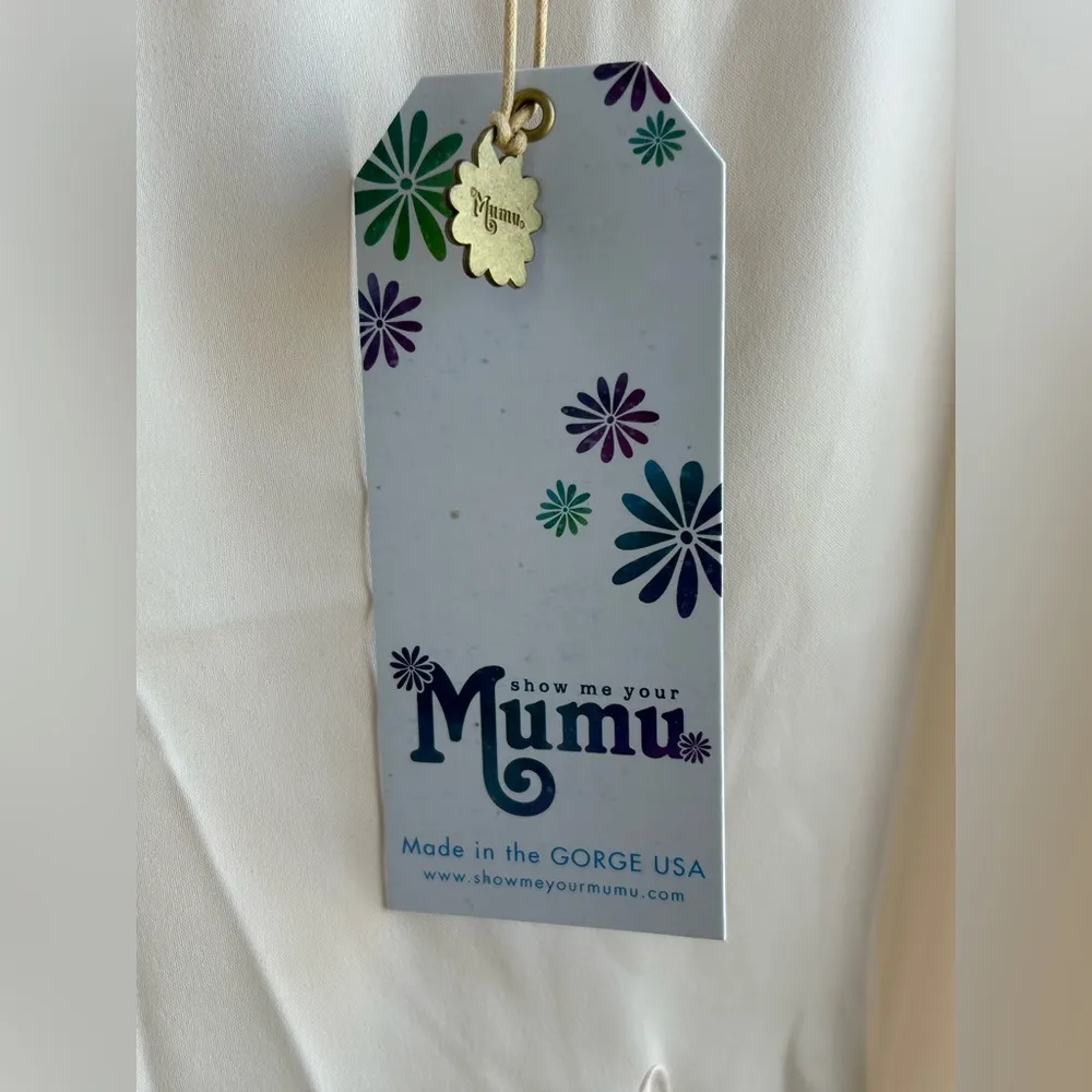 Show me your Mumu | cream poly short sleeve top | OVERSIZED XS - Image 4