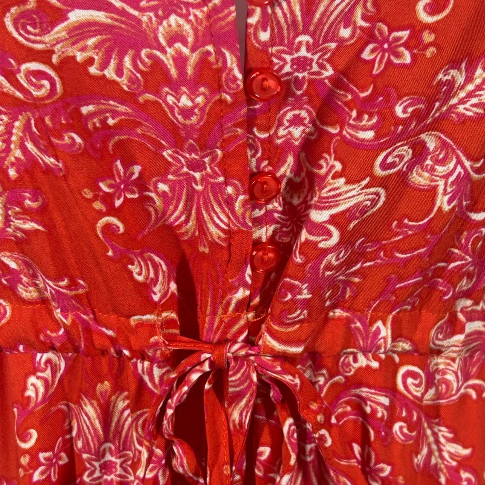 ABEL THE LABEL Strawberry Kisses Red Floral Boho Maxi Dress Size Small - Image 8