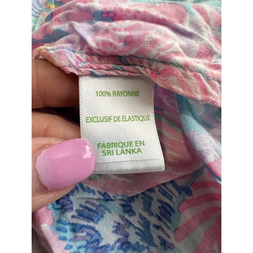 Lilly Pulitzer Size XS Women’s Nolena Top V Neck Long Sleeves Smocked Trim GH8-8 - Image 5