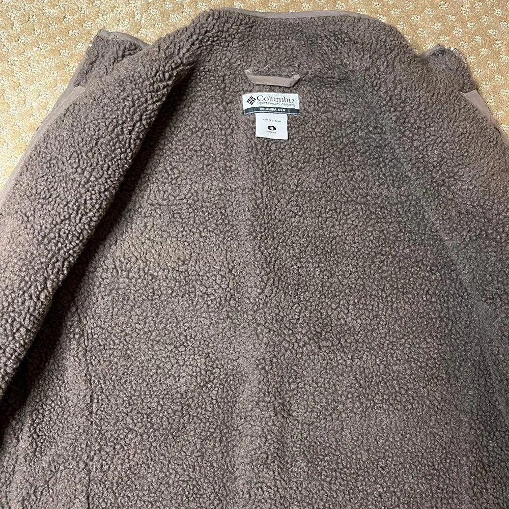 Columbia Fleece Brown Quilted Vest SZ M Lined Warm Hiking Fall Spring Camping - Image 6