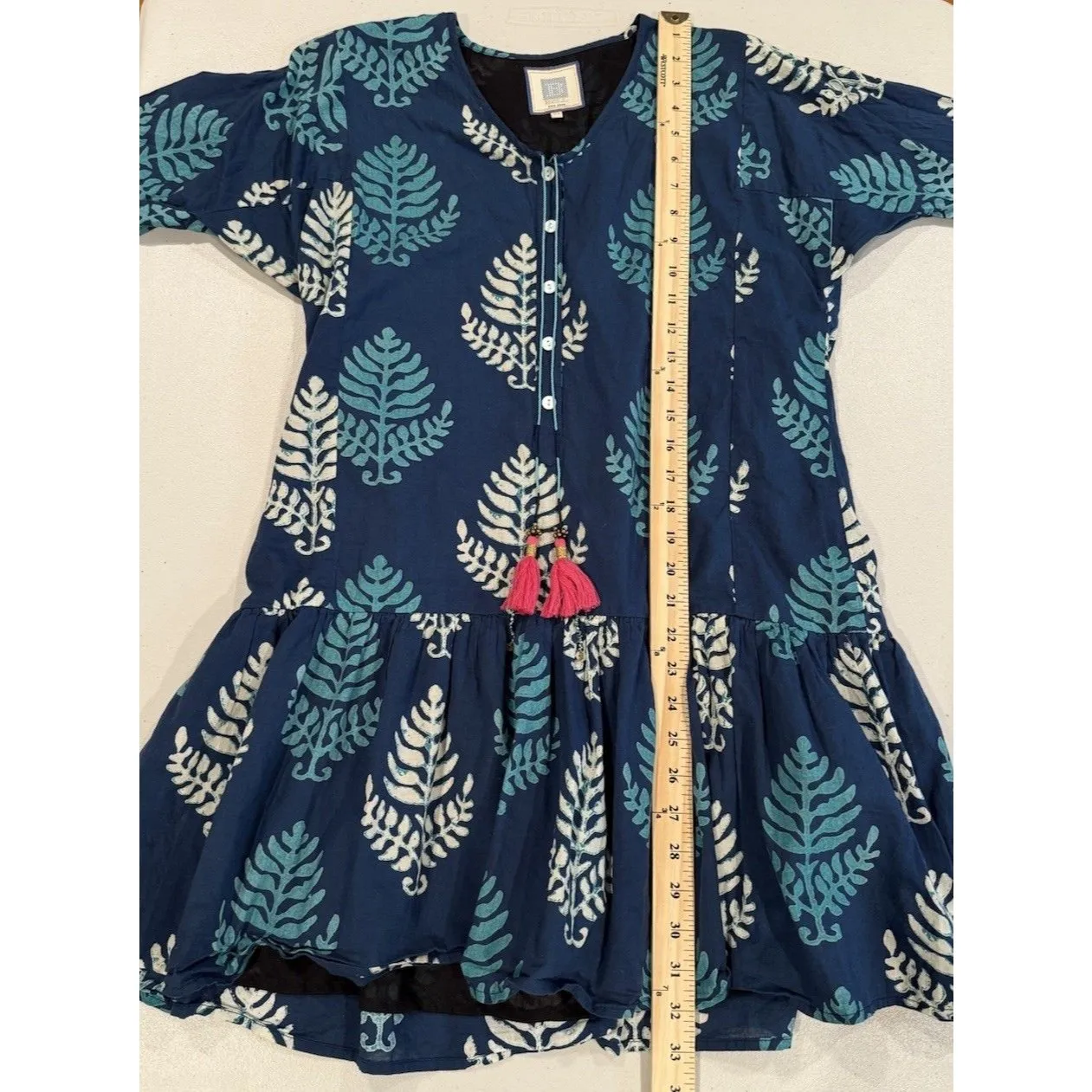 Alicia Bell Dress Women Medium Tropical Resort Vacation Travel Coastal Preppy Blue - Image 6