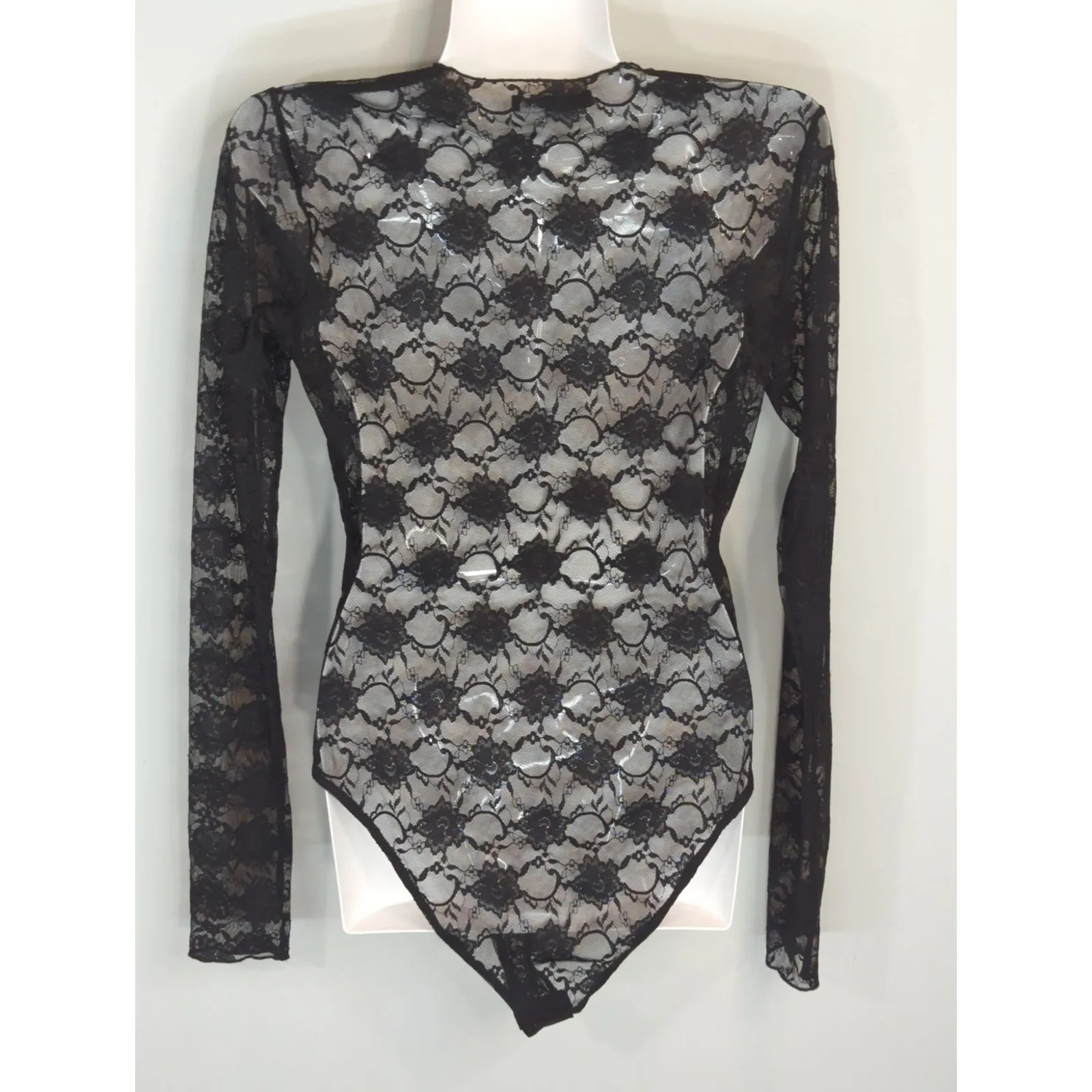 Zara Black Floral Sheer Lace Bodysuit Women's Small‎ Sultry Bodycon Whimsical - Image 6