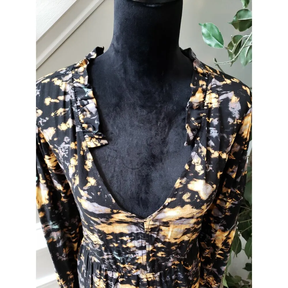 Women's True Craft Black Tie Dye Long Sleeve Dress Size 1X Rayon Fall Style - Image 6